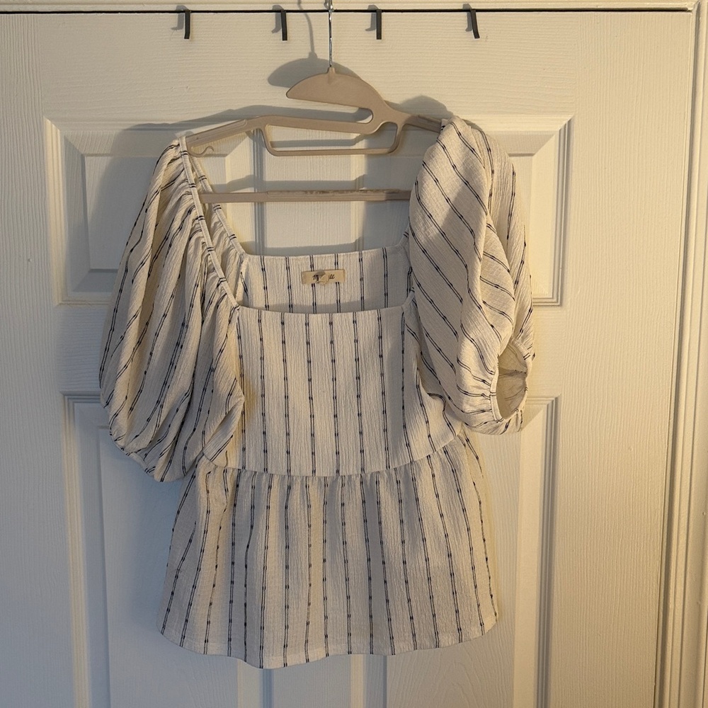 Madewell White Puffy Sleeve Top